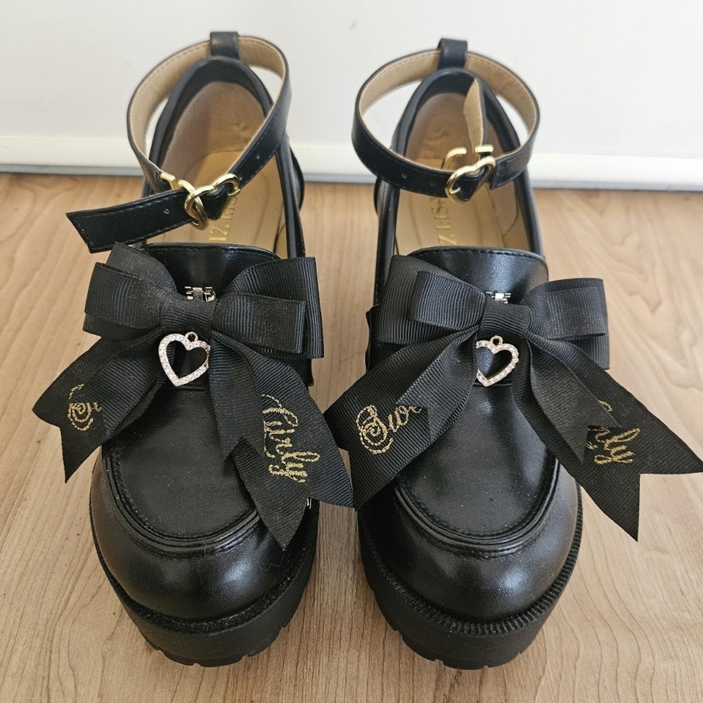 Black Liz Lisa Loafer High Heel Shoes